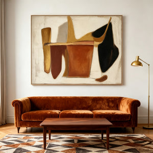 Mid-Century Abstract Art | Terracotta Geometric Forms