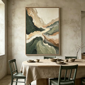 Winding Valley in Sage and Ivory | Textured Abstract Wall Art