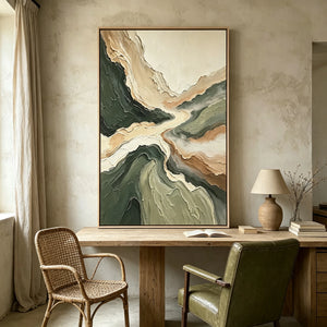 Winding Valley in Sage and Ivory | Textured Abstract Wall Art