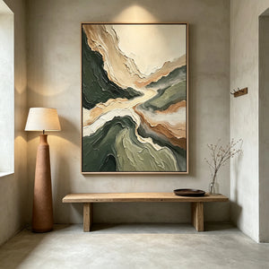 Winding Valley in Sage and Ivory | Textured Abstract Wall Art