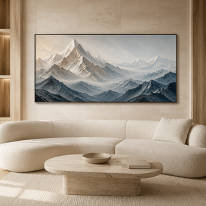 Neutral Mountain Layers | Textured Landscape Wall Art