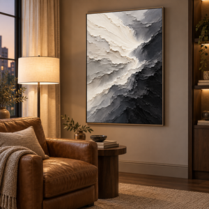 Monochrome Waves | Textured Abstract Wall Art