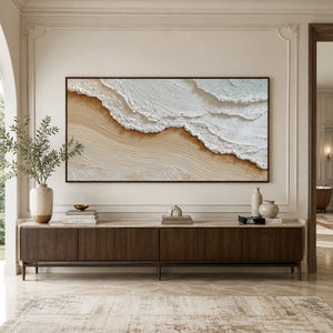 Wave Edge Textured Layers | off‑white warm neutral wall hanging