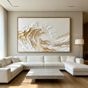 3D Textured Seascape Art | Golden Wave