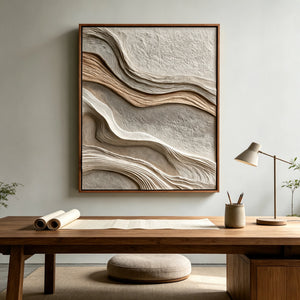 Flowing Sandstone Ridges | Textured Neutral Abstract Wall Art