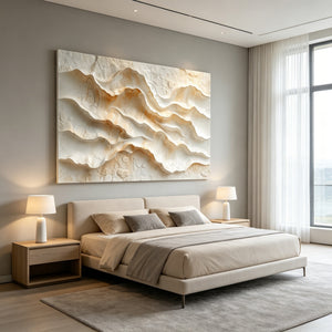 3D Textured Art | Ivory Mountain Waves