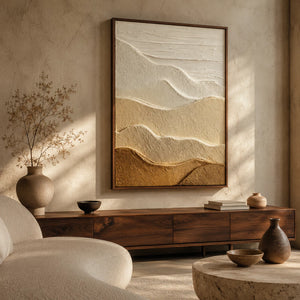3D Textured Abstract Art | Neutral Mountain Range
