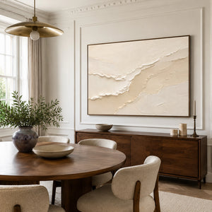 Beige & Brown Stripe Plaster Abstract | 3D Textured Wall Art