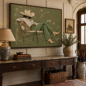 Relaxed Cowboy Figure | textured wall art