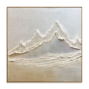 Ivory Mountain Ridges | Minimalist Textured Landscape Wall Art