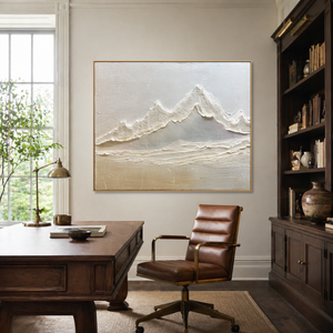 Ivory Mountain Ridges | Minimalist Textured Landscape Wall Art