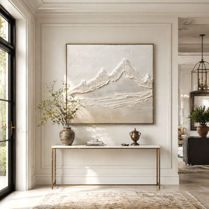Ivory Mountain Ridges | Minimalist Textured Landscape Wall Art