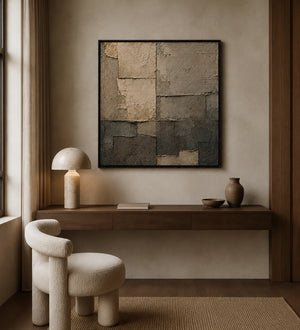 Fragmented Solace | Neutral Block Textured Wall Art