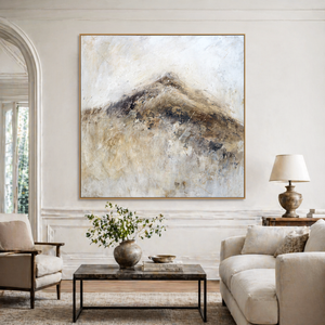 Misty Mountain in Earth Tones | Textured Abstract Landscape Wall Art