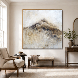 Misty Mountain in Earth Tones | Textured Abstract Landscape Wall Art