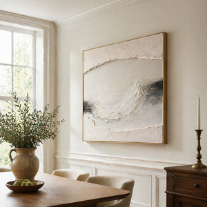 Soft Ivory Currents | Minimalist Textured Abstract Wall Art