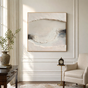 Soft Ivory Currents | Minimalist Textured Abstract Wall Art