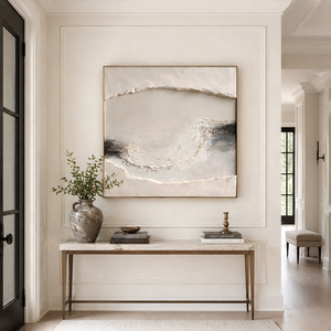 Soft Ivory Currents | Minimalist Textured Abstract Wall Art