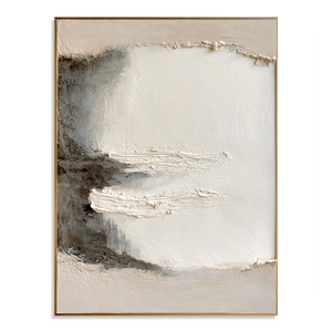 Ivory Stillness with Charcoal Accents | Textured Abstract Wall Art