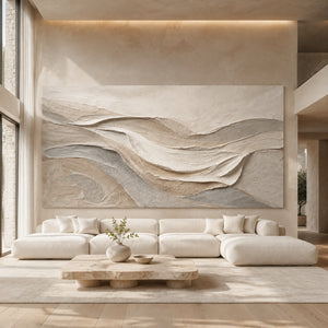 Neutral Drift | Beige Grey Textured Abstract Wall Piece
