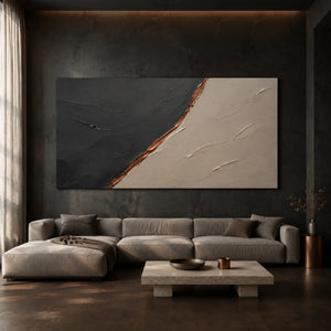 Copper Slant Gap | Monochrome Neutral Textured Abstract Wall Piece