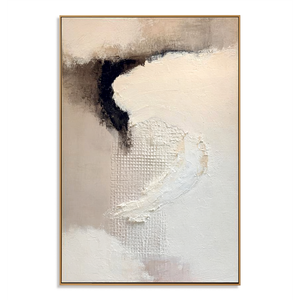 Ivory Layers and Charcoal Curve | Textured Abstract Wall Art