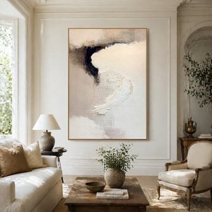 Ivory Layers and Charcoal Curve | Textured Abstract Wall Art