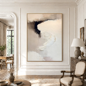 Ivory Layers and Charcoal Curve | Textured Abstract Wall Art