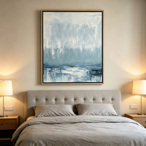 Misty Blue Horizon | Abstract Coastal Wall Art