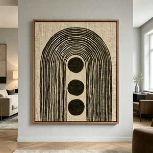 Nested Arches and Three Circles | Textured Geometric Wall Art