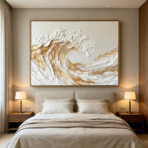 3D Textured Seascape Art | Golden Wave