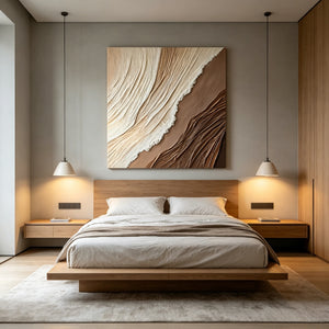 Ivory and Mocha Contours | Textured Earth Tone Abstract Wall Art