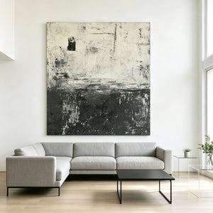 Charcoal and Ivory Horizon | Textured Abstract Wall Art