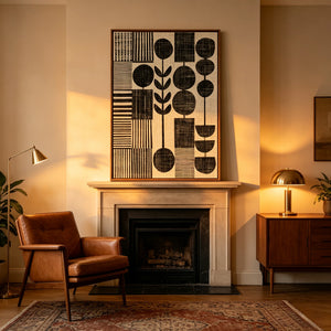 Botanical Shapes and Bold Stripes | Textured Geometric Wall Art