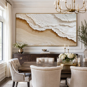 Wave Edge Textured Layers | off‑white warm neutral wall hanging