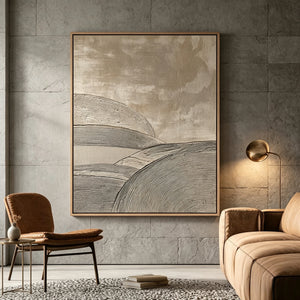 Rolling Dunes in Neutral Tones | Textured Abstract Landscape Wall Art