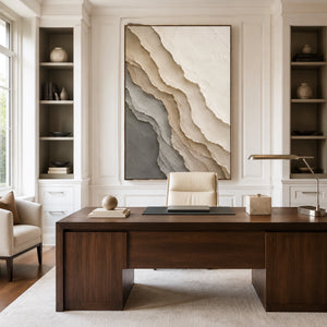 Ash Layered Waves｜neutral textured wall art