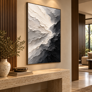 Monochrome Waves | Textured Abstract Wall Art