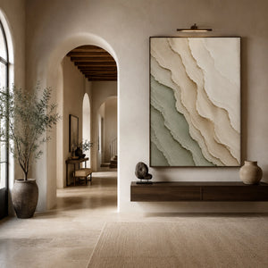 Flowing Clay Waves｜neutral textured wall art