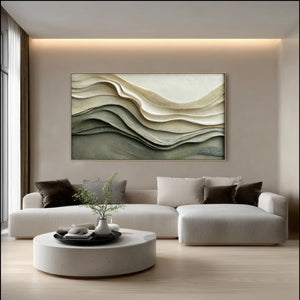 3D Textured Abstract Art | Ivory Current
