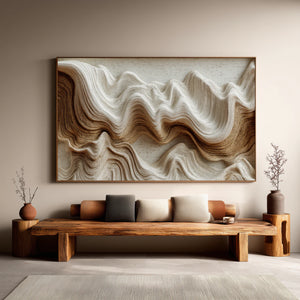 3D Textured Abstract Art | Ivory Drift