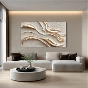 3D Textured Abstract Art | Ivory Flow
