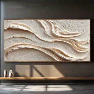 3D Textured Abstract Art | Ivory Flow