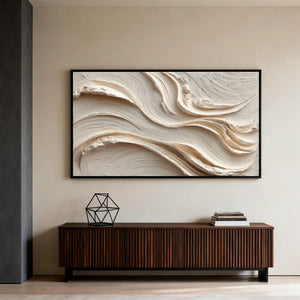 3D Textured Abstract Art | Ivory Flow