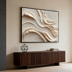 3D Textured Abstract Art | Ivory Flow