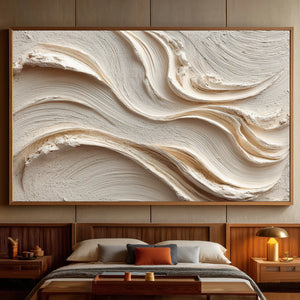 3D Textured Abstract Art | Ivory Flow