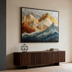 3D Textured Mountain Art | Golden Peaks