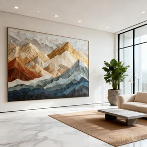 3D Textured Mountain Art | Golden Peaks