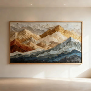 3D Textured Mountain Art | Golden Peaks