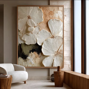 3D Textured Floral Art | Ivory Petals